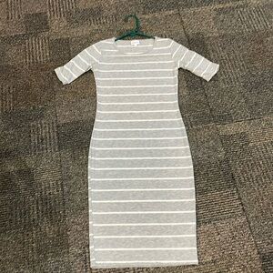 Lularoe XXS Gray and white striped tunic dress